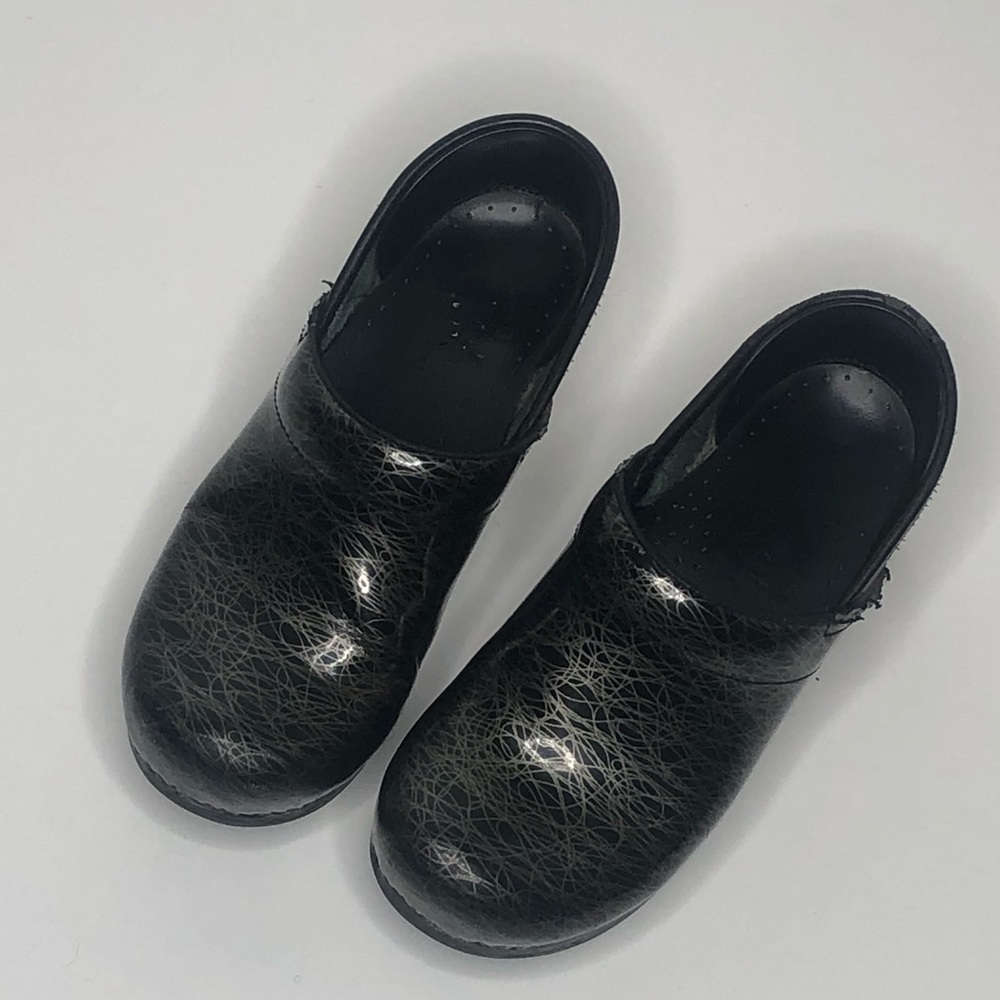 Dansko Black & Silver Patterned Clog Shoes - image 3